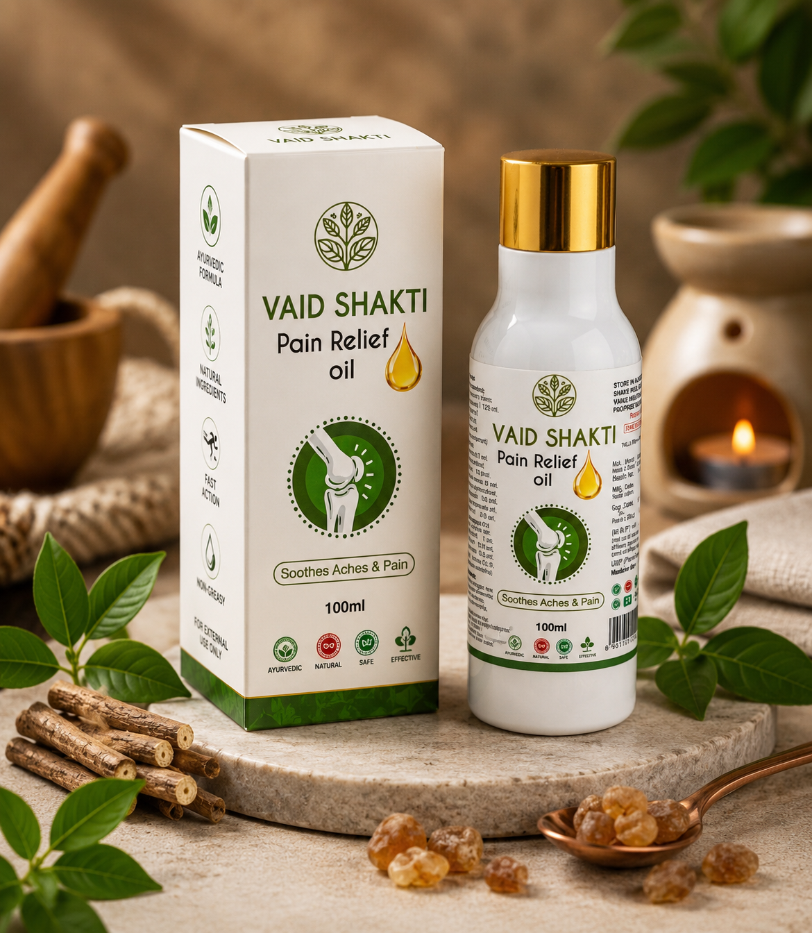Vaid Shakti Herbal Pain Relief Oil – Natural Herbal Relief for Joint & Muscle Pain (100ml)